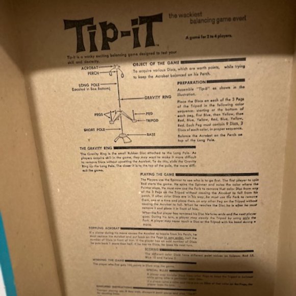 1965 ORIGINAL BOX IDEAL TIP IT BOARD GAME VINTAGE ALL PIECES ARE INCLUDED - Picture 3 of 6
